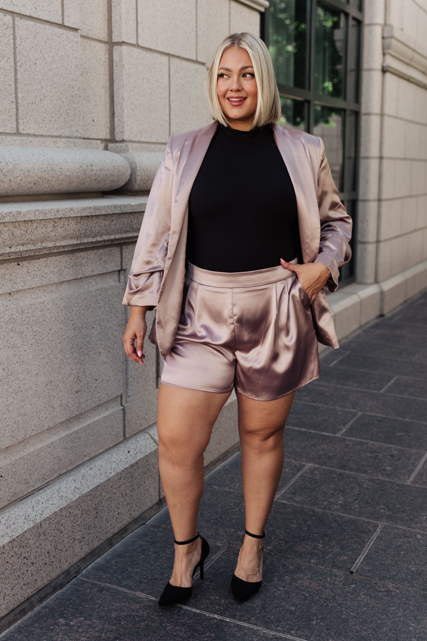 Champagne and Roses Satin Shorts (Online Exclusive)