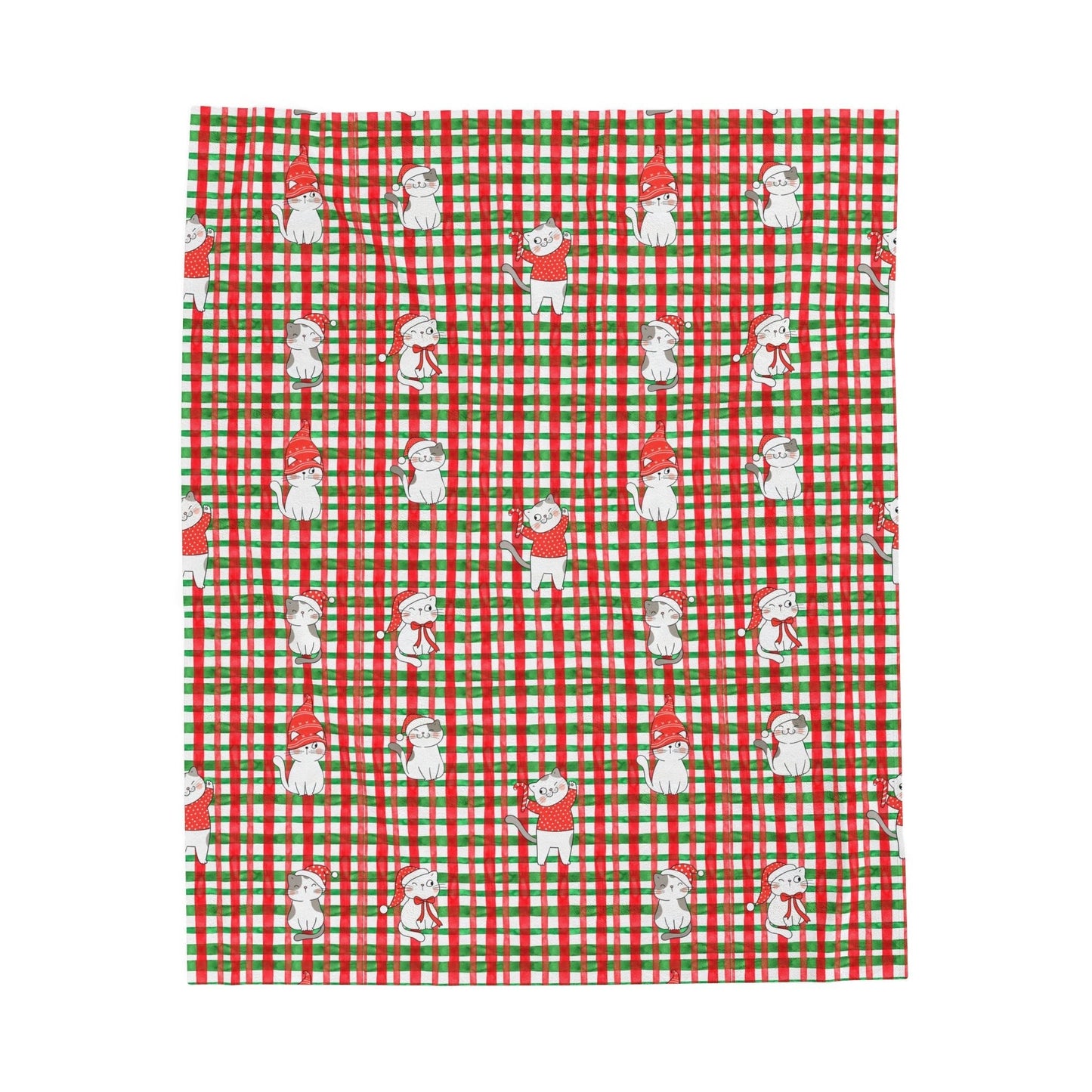 Christmas Kitties Velveteen Plush Blanket