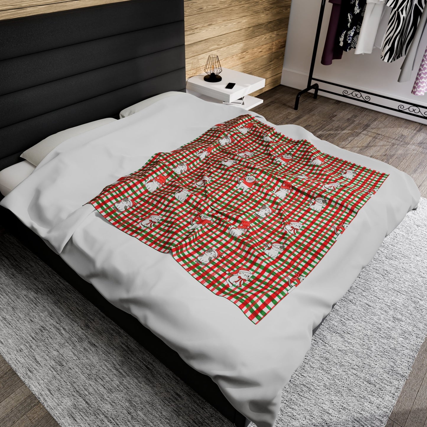 Christmas Kitties Velveteen Plush Blanket