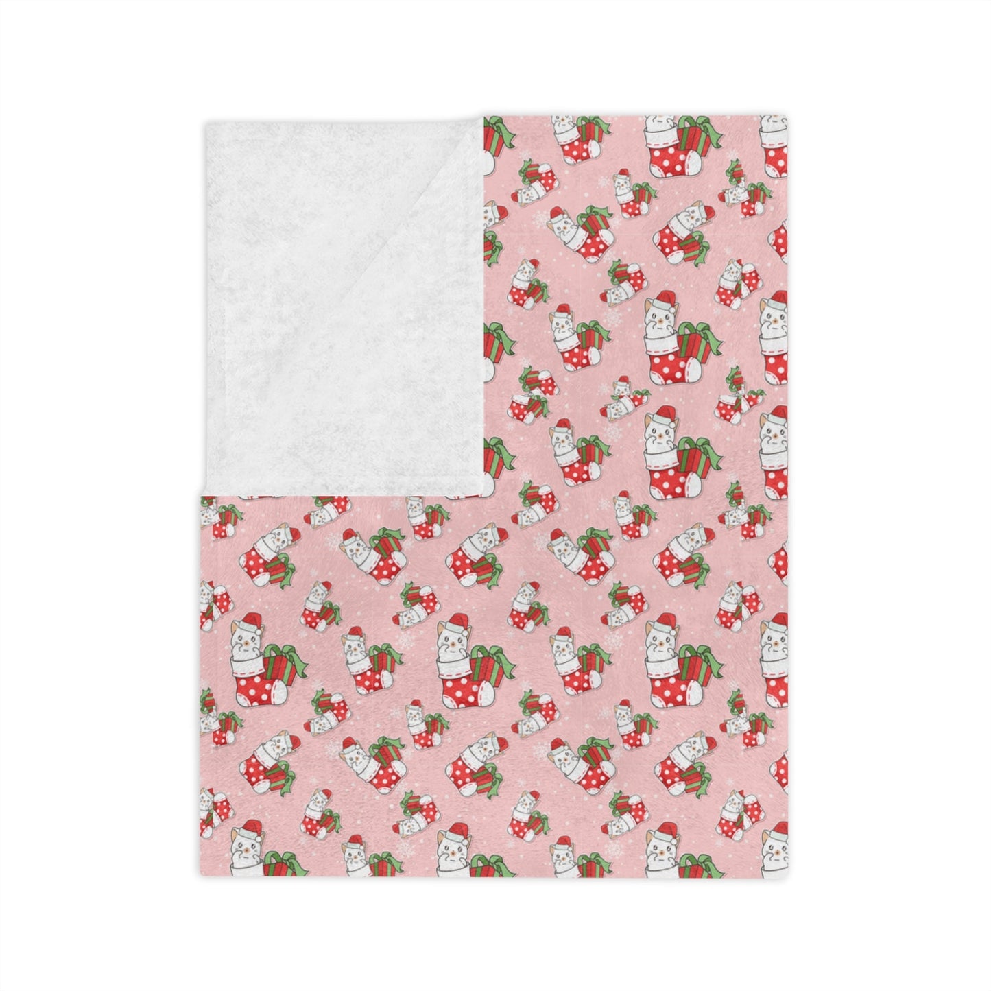 Christmas Stocking Kitty Velveteen Minky Blanket