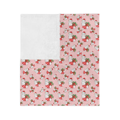 Christmas Stocking Kitty Velveteen Minky Blanket