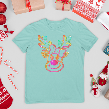 Neon Coquette Reindeer Youth & Toddler Graphic Tee