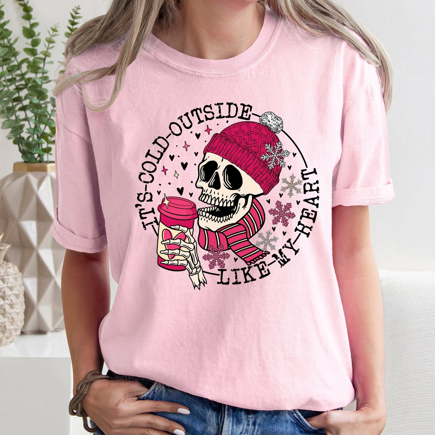 It's Cold Outside, Skeleton, Heart, Comfort Colors Tshirt, Valentine's Day