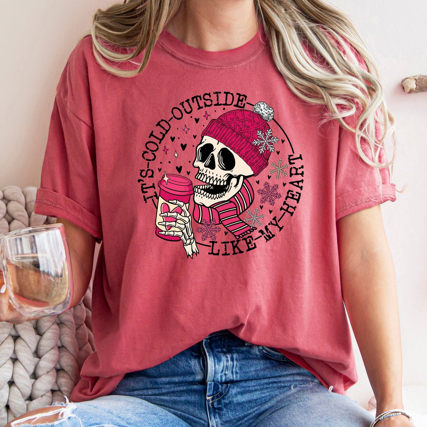 It's Cold Outside, Skeleton, Heart, Comfort Colors Tshirt, Valentine's Day