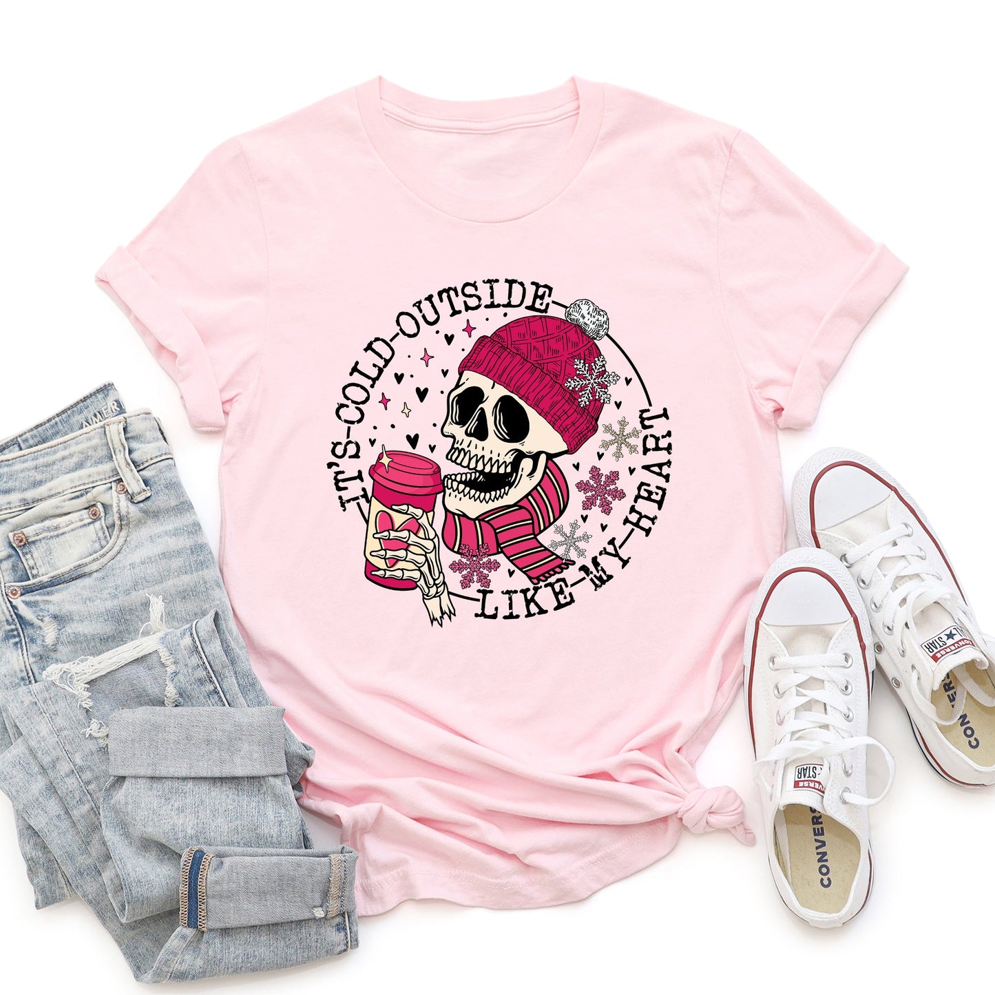 It's Cold Outside, Skeleton, Heart, Super Soft Tshirt, Valentine's Day