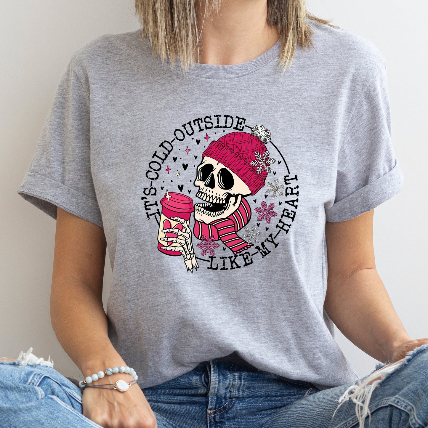 It's Cold Outside, Skeleton, Heart, Super Soft Tshirt, Valentine's Day