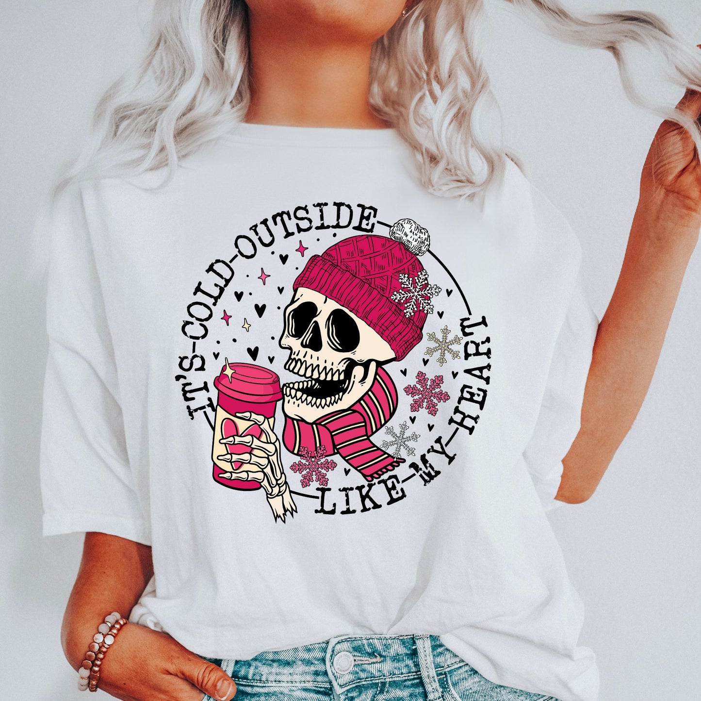 It's Cold Outside, Skeleton, Heart, Comfort Colors Tshirt, Valentine's Day