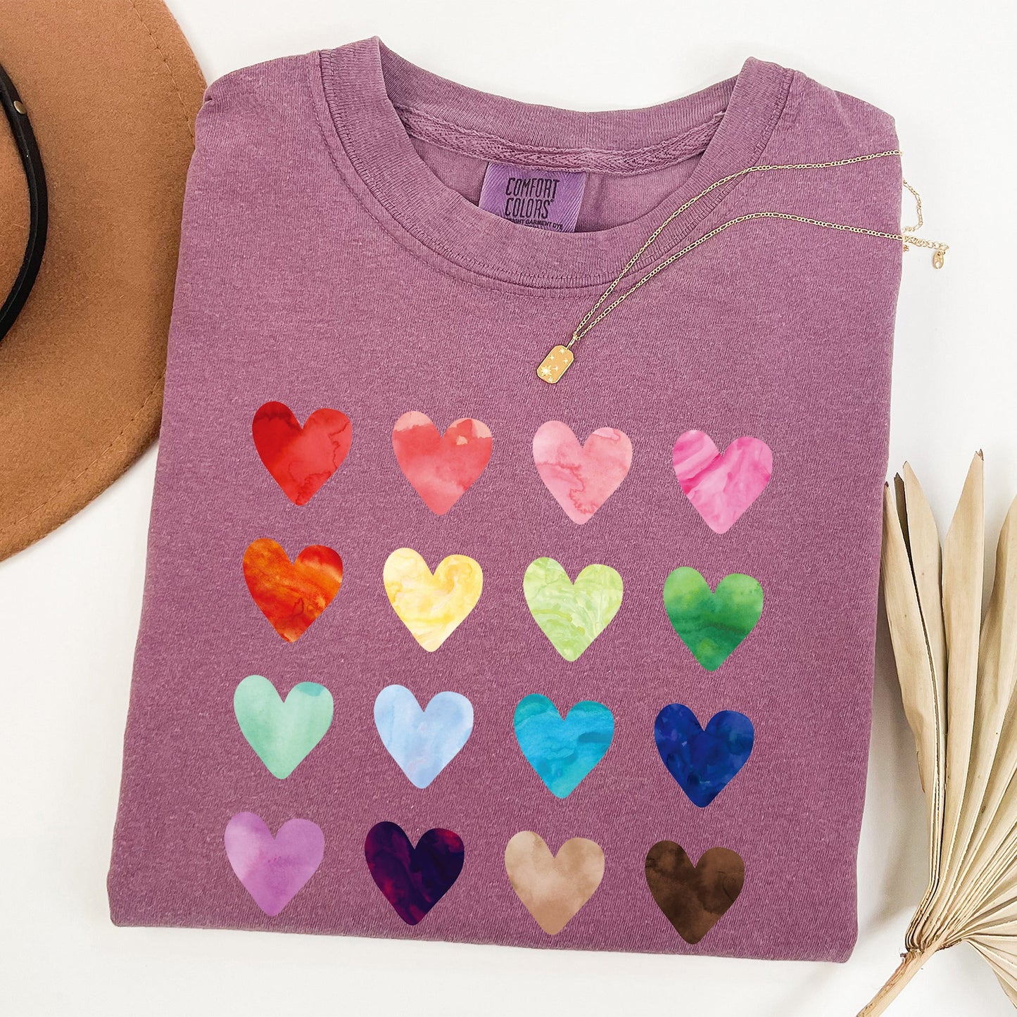 Colorful Hearts, Rainbow, Love, Comfort Colors Tshirt, Valentine's Day