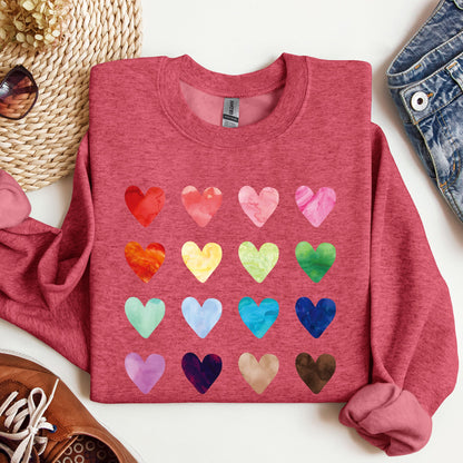 Colorful Hearts, Rainbow, Love, Sweatshirt, Valentine's Day
