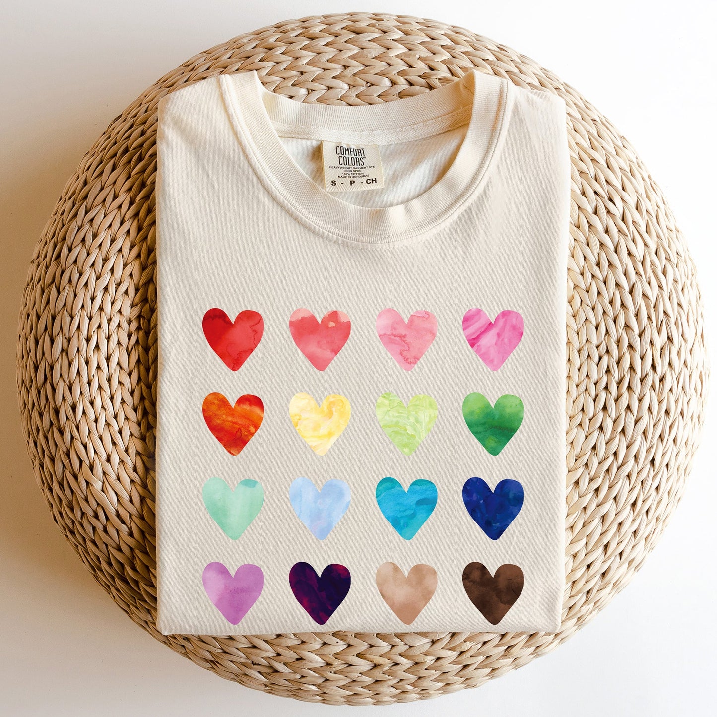 Colorful Hearts, Rainbow, Love, Comfort Colors Tshirt, Valentine's Day