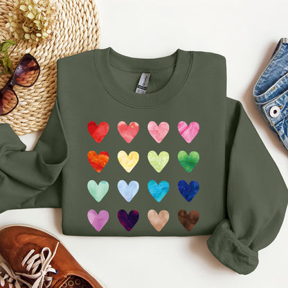 Colorful Hearts, Rainbow, Love, Sweatshirt, Valentine's Day