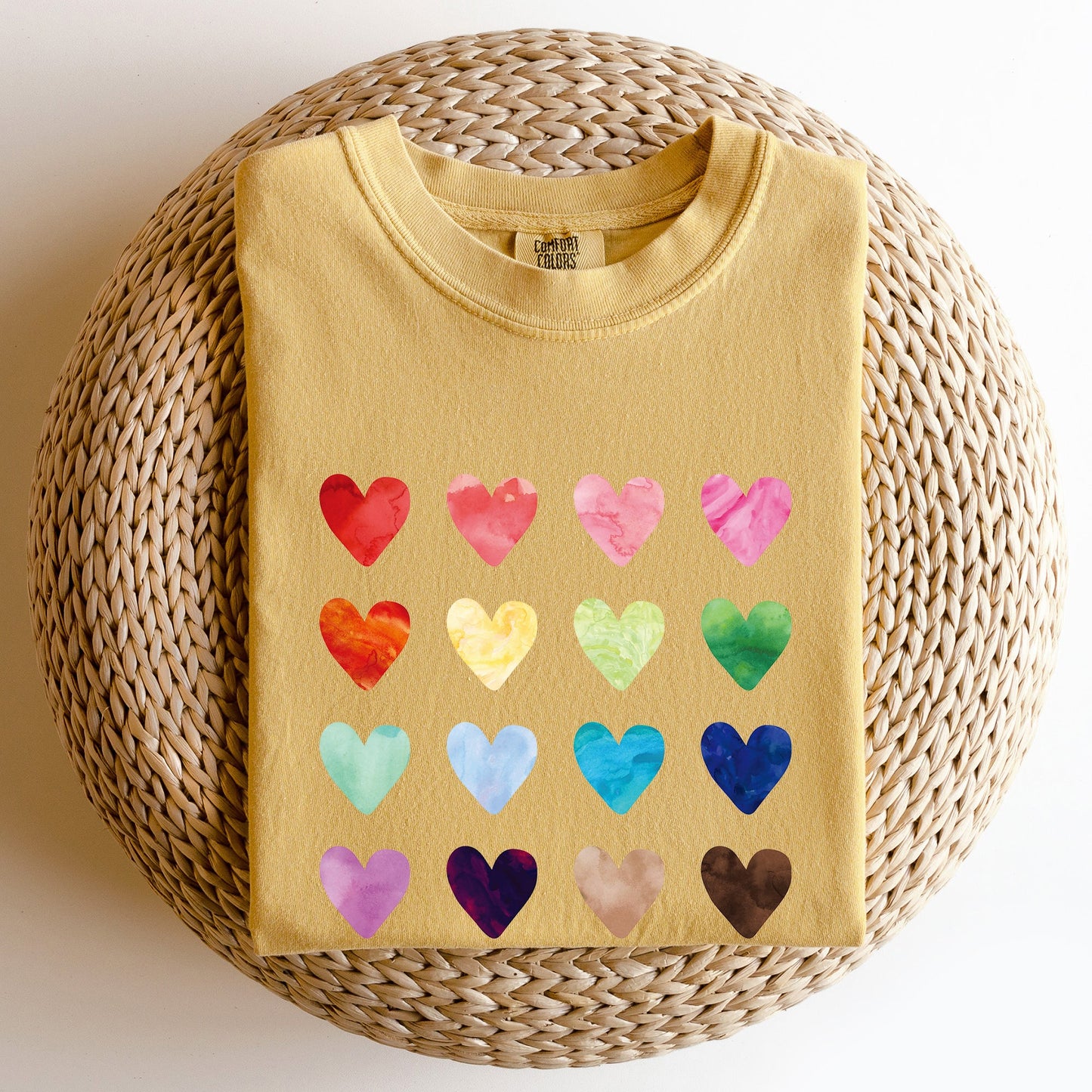 Colorful Hearts, Rainbow, Love, Comfort Colors Tshirt, Valentine's Day