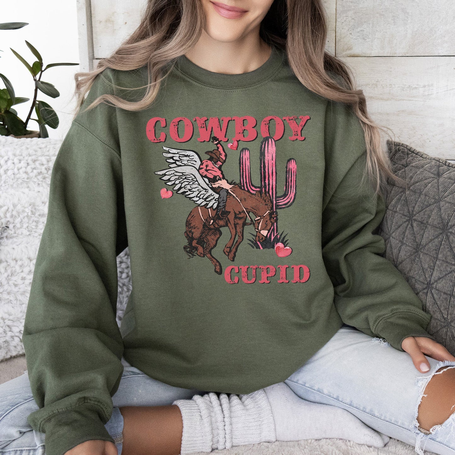 Cowboy Cupid, Horse, Western, Country, Sweatshirt, Valentine's Day