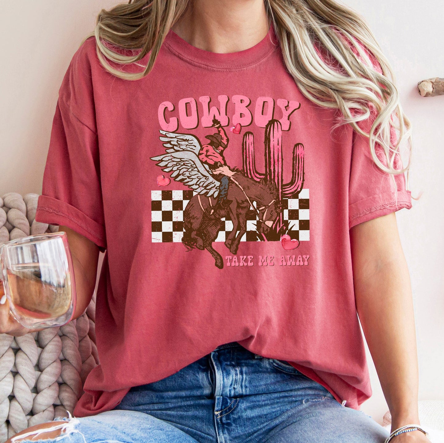 Cowboy Take Me Away, Western, Country, Comfort Colors Tshirt, Valentine's Day