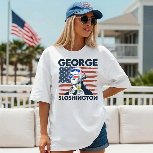 George Sloshington 4th of July Shirt – Washington Drinking Party Tee