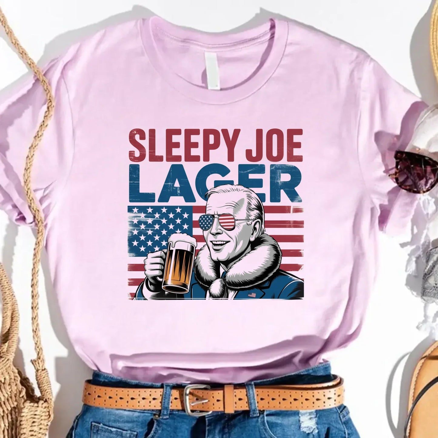Sleepy Joe Lager 4th of July Shirt – Funny Biden Beer Tee for Independence Day