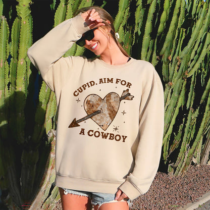 Cupid Aim For A Cowboy, Heart, Western, Country, Sweatshirt, Valentine's Day