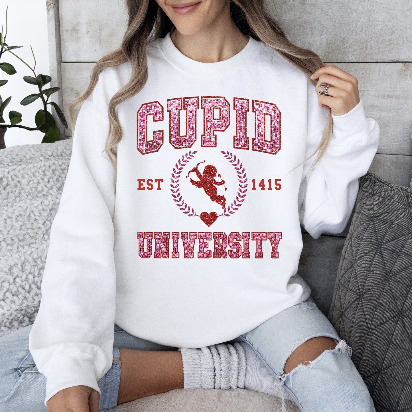 Cupid University, College, University, Love, Sweatshirt, Valentine's Day