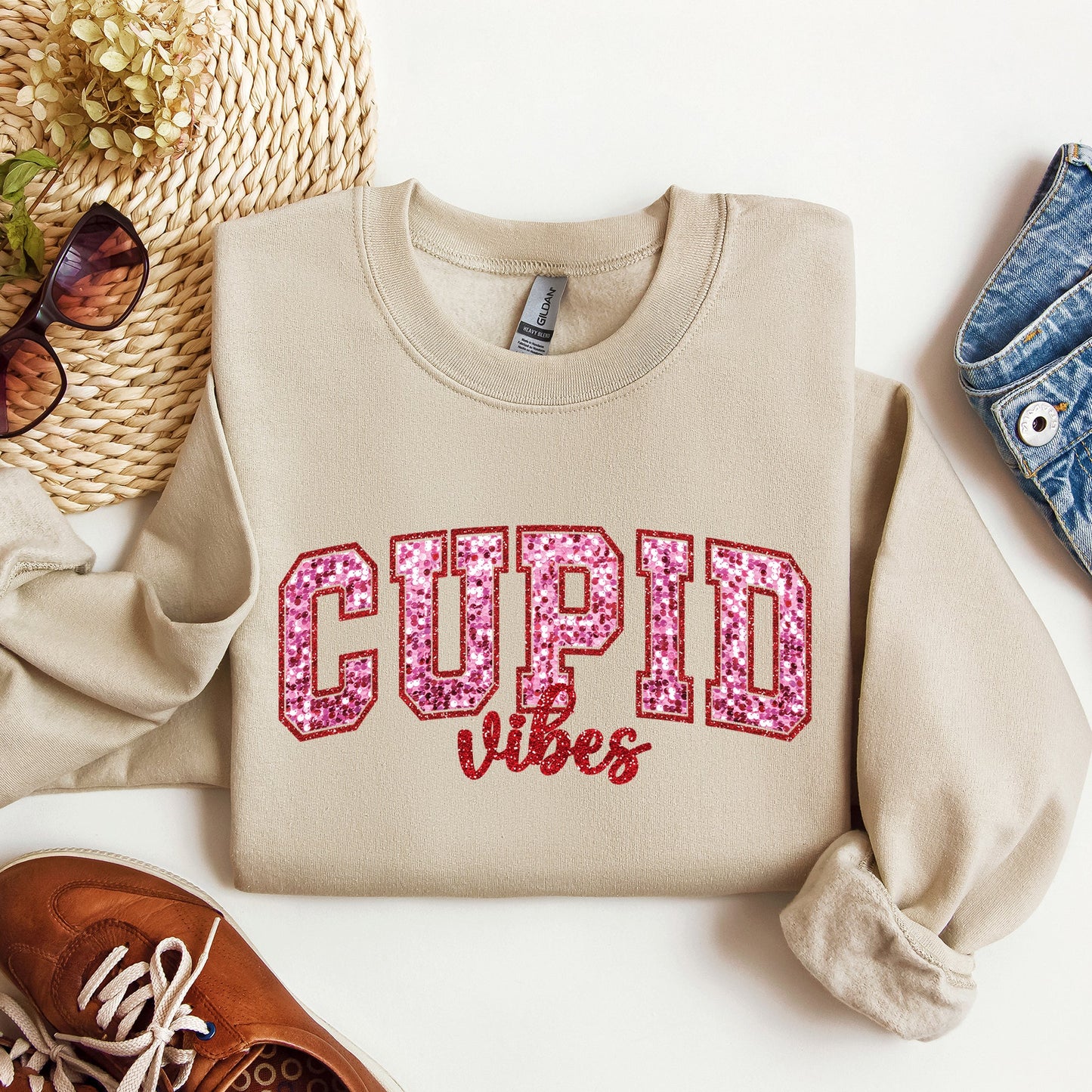 Cupid Vibes, Collegiate, Love, Sweatshirt, Valentine's Day