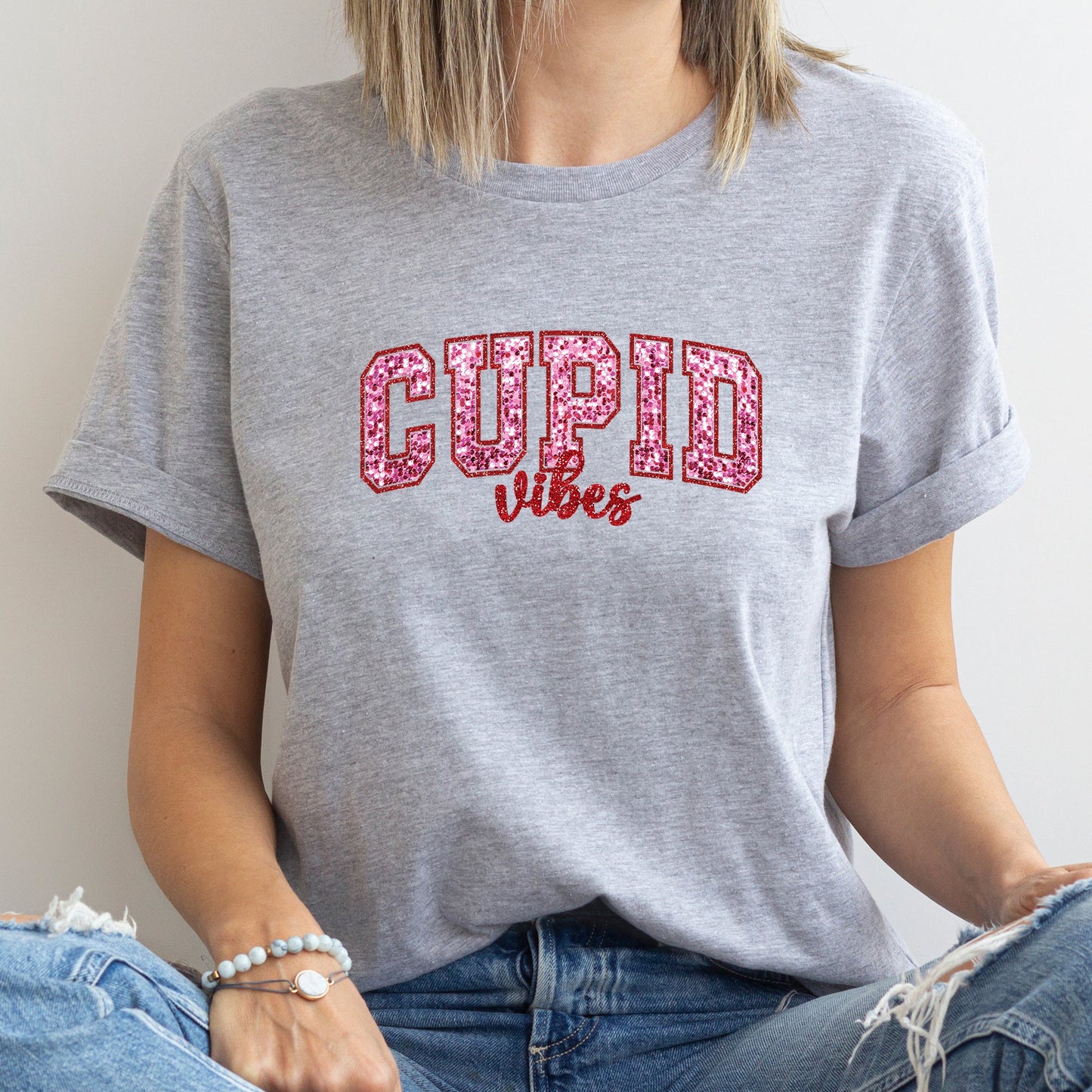 Cupid Vibes, Collegiate, Love, Super Soft Tshirt, Valentine's Day