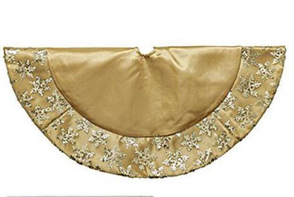 Tabletop Tree Skirts With Sequined Snowflake Border - Gold