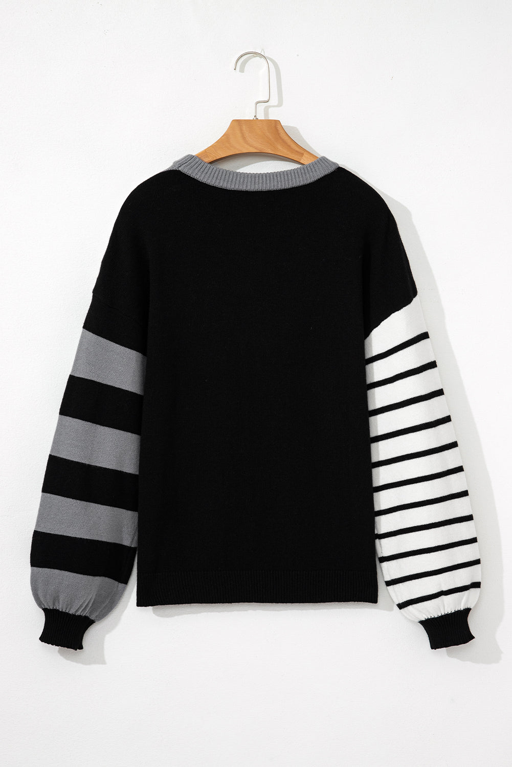 Orange Striped Colorblock Pullover Sweater
