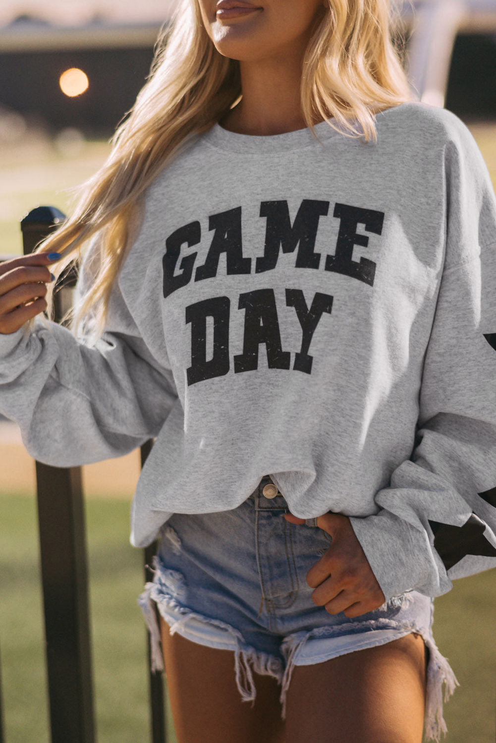 Black Game Day Graphic Rugby Football Season Sweatshirt - Aaria Tees