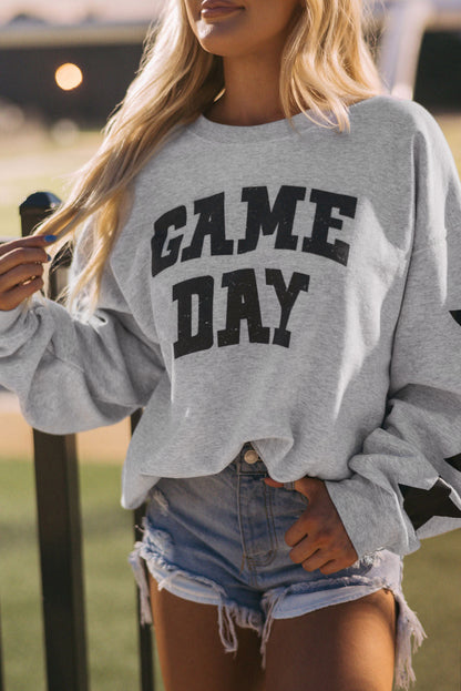 Black Game Day Graphic Rugby Football Season Sweatshirt - Aaria Tees