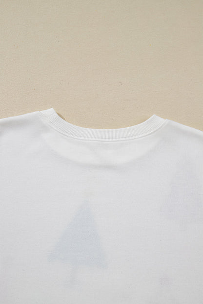 White Christmas Tree Long Sleeve Top and Shorts Pajama Set