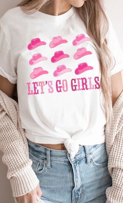 Lets Go Girls Cowgirl Hat Graphic Tee PLUS - Aaria Tees