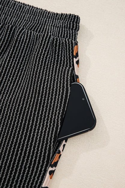 Leopard Corded Knit Top and Pants Set