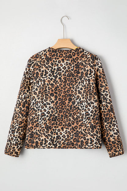 Leopard Quilted Tie Front Jacket