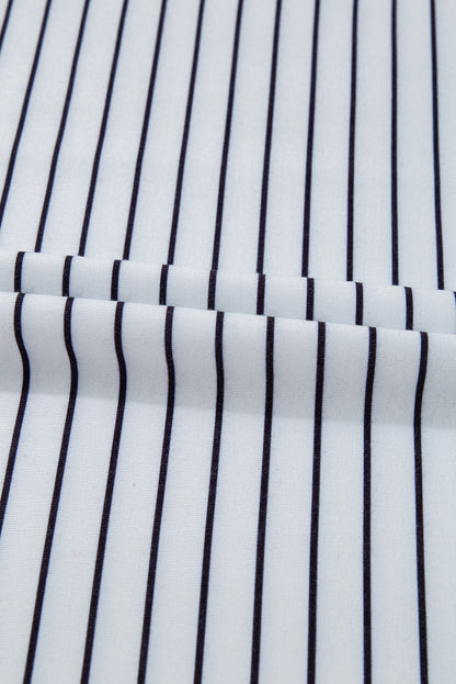 Stripe Ruffle Sleeve Crewneck T-Shirt Mini Dress