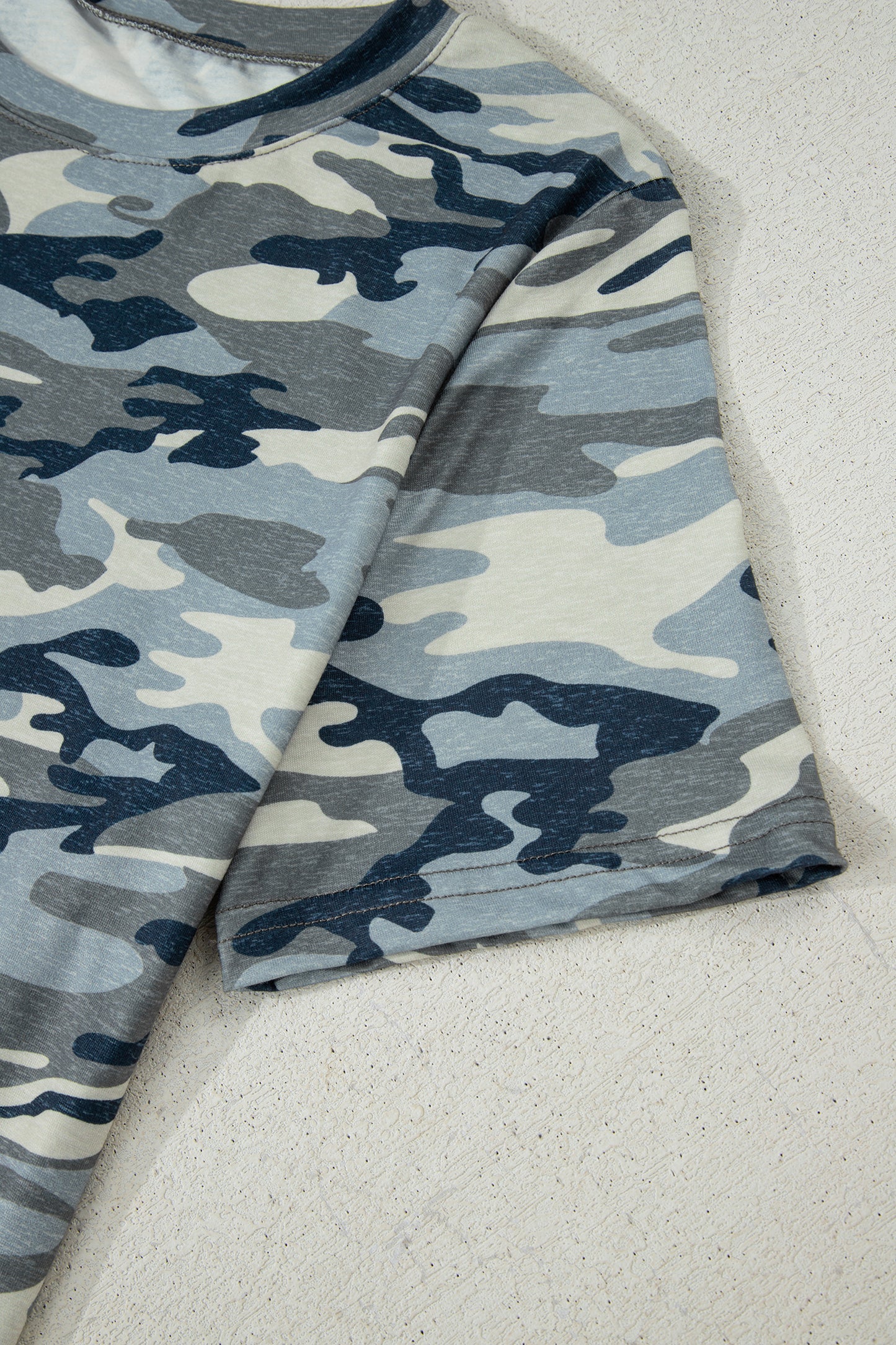 Green Camouflage Print Crew Neck T Shirt