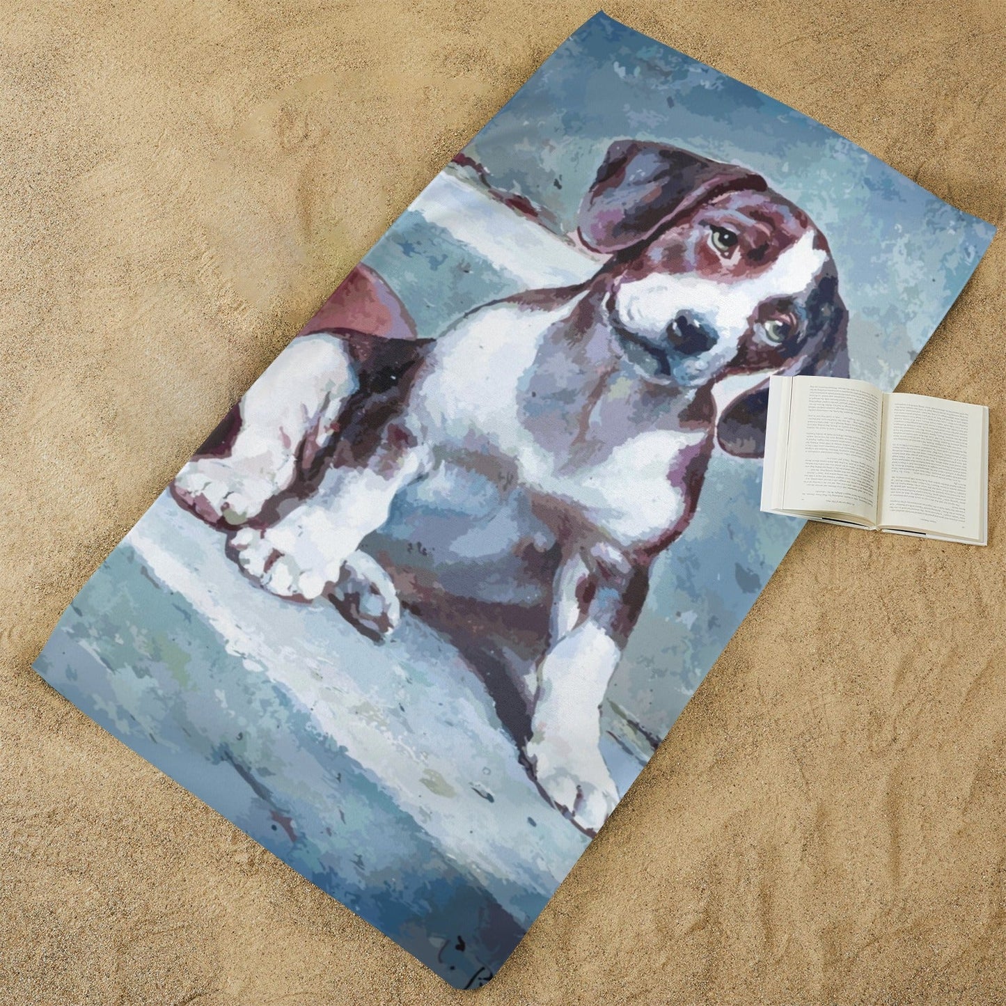 Adorable Puzzled Puppy Beach Towel - 29" x 58" (Made in USA)