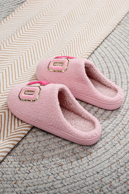 Pink XOXO Letter Graphic Plush Winter Slippers