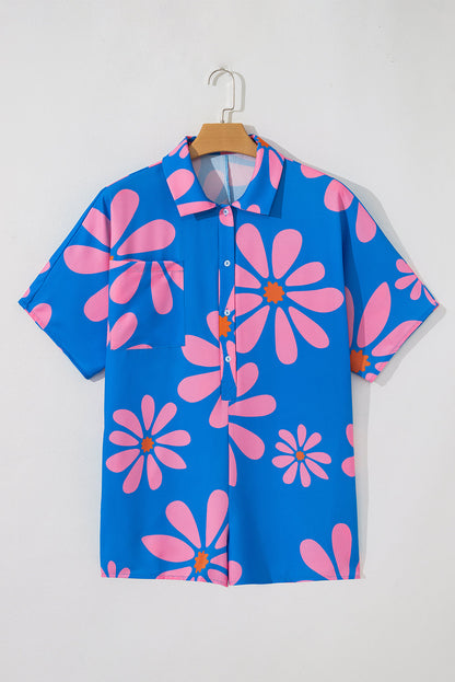 Ailany Flower Collar Button Front Loose Romper