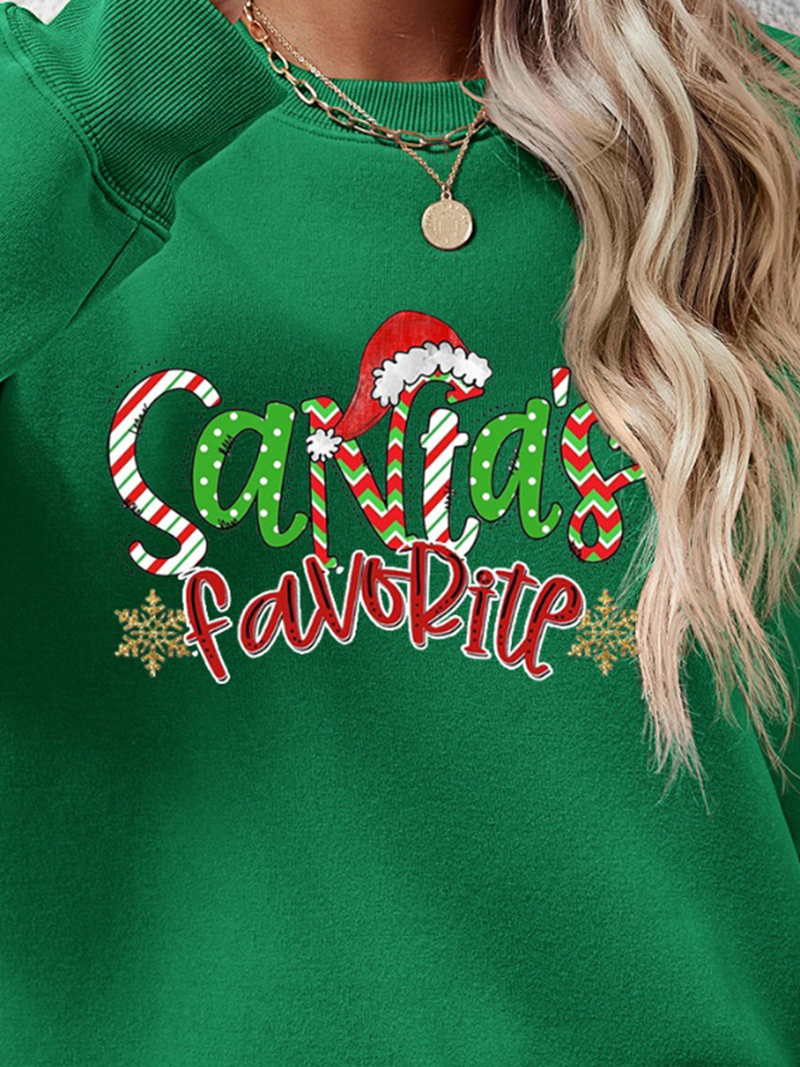 Letter Graphic Round Neck Long Sleeve Sweatshirt - Aaria Tees