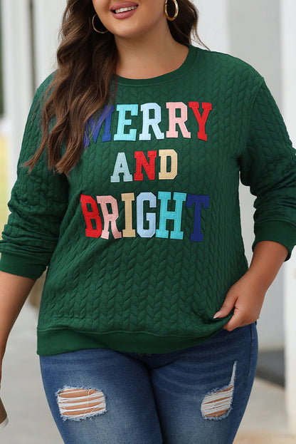 Christmas Merry And Bright Cable Knit Pullover Sweatshirt