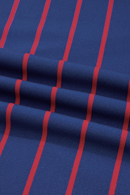 Stripe Overlap Drop Shoulder Pullover Sweatshirt