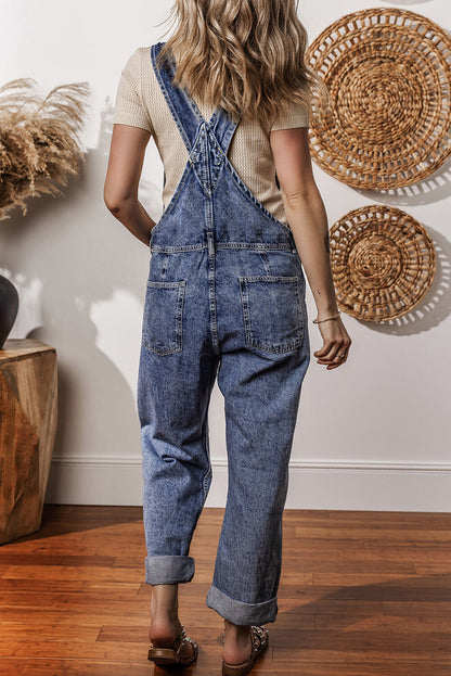 Piper Denim Straight Leg Jumpsuit with Pockets - Aaria Tees