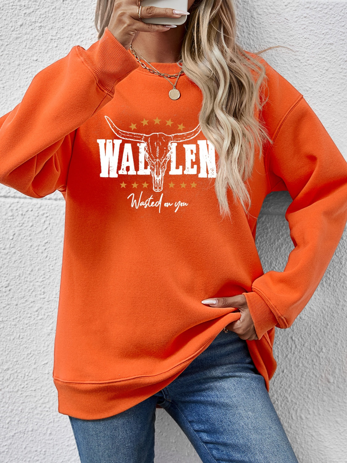 Graphic Round Neck Dropped Shoulder Sweatshirt - Aaria Tees Aaria Tees