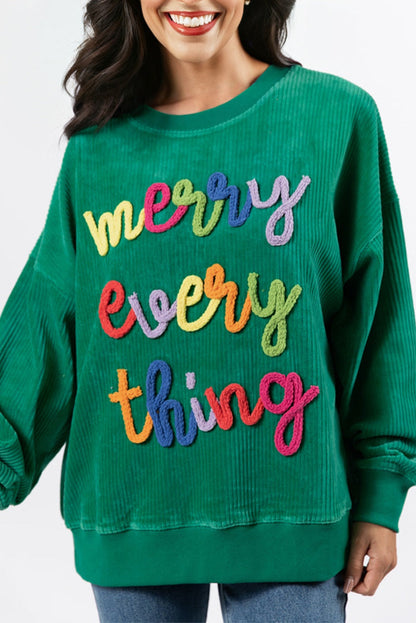 Merry Little Thing Ribbed Corduroy Long Sleeve Sweatshirt