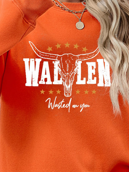 Graphic Round Neck Dropped Shoulder Sweatshirt - Aaria Tees