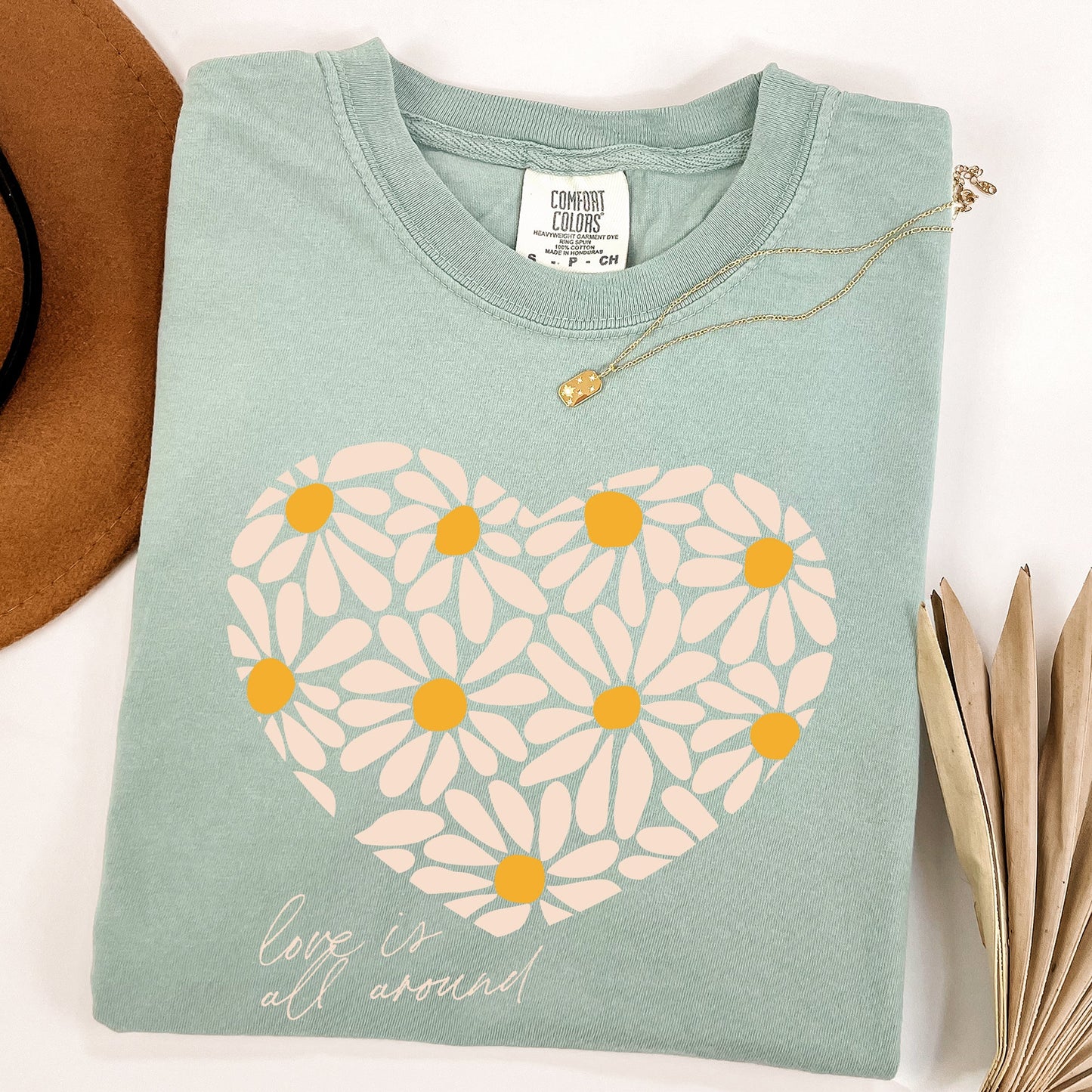 Love Is All Around, Daisy, Heart, Comfort Colors Tshirt, Valentine's Day