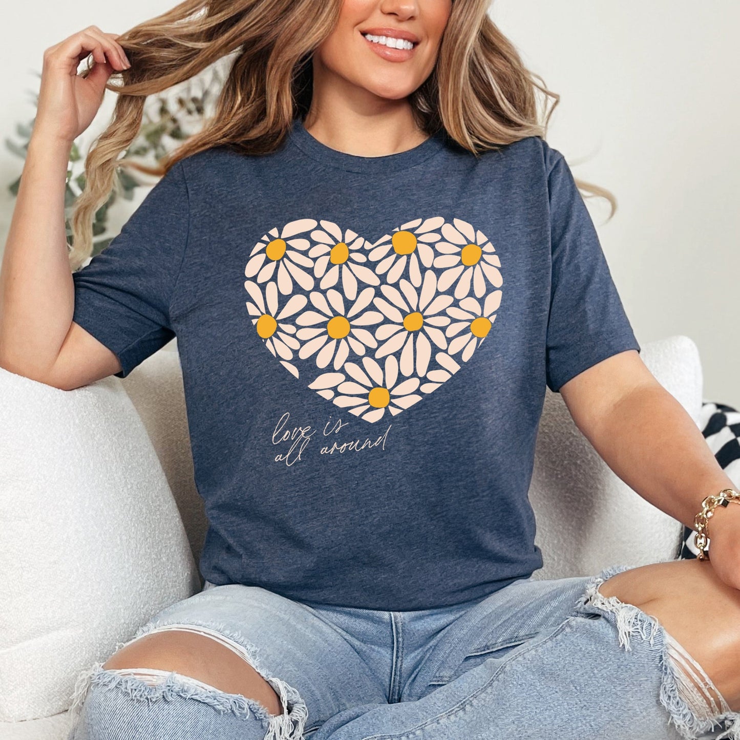Love Is All Around, Daisy, Heart, Super Soft Tshirt, Valentine's Day