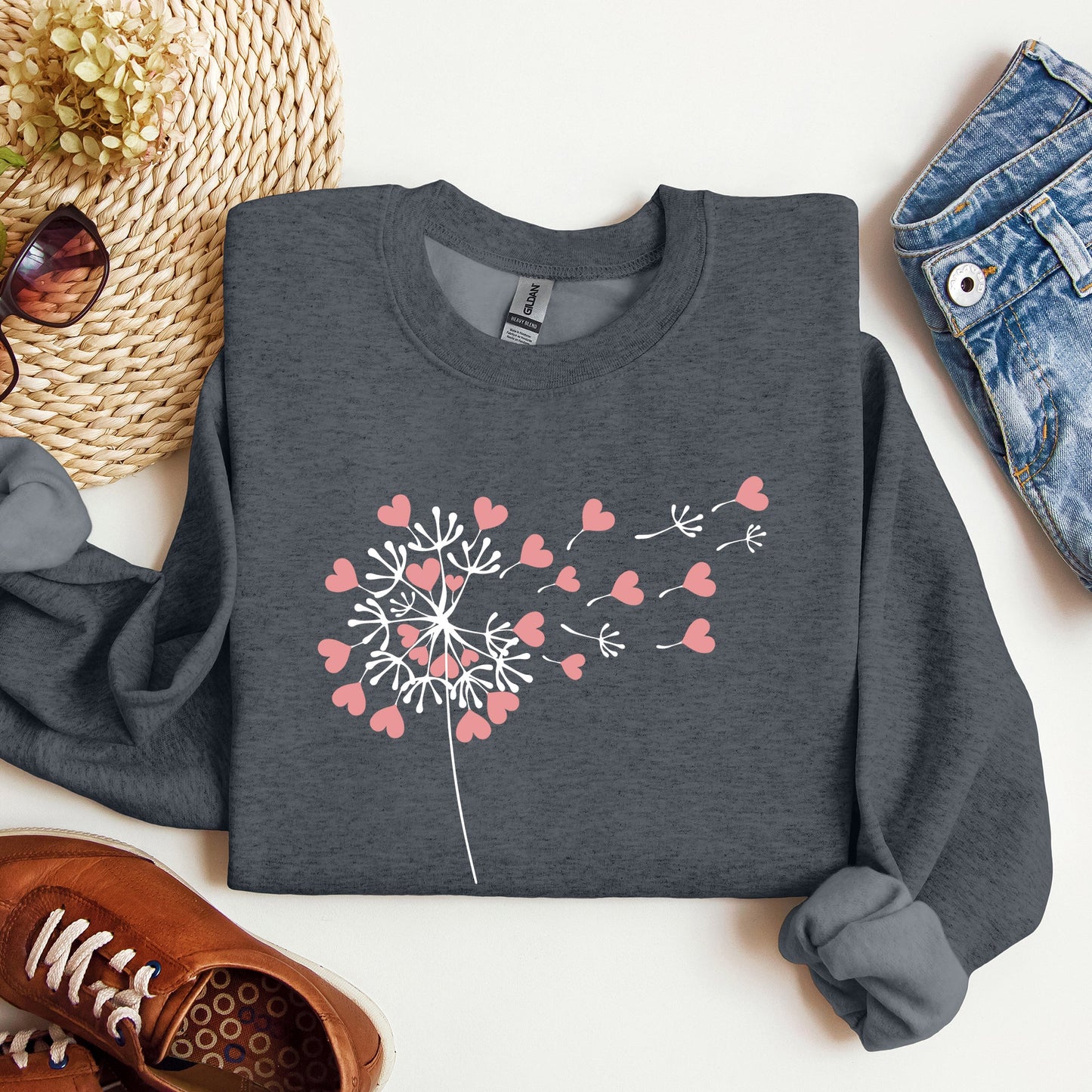 Dandelion Hearts, Flower, Sweatshirt, Valentine's Day