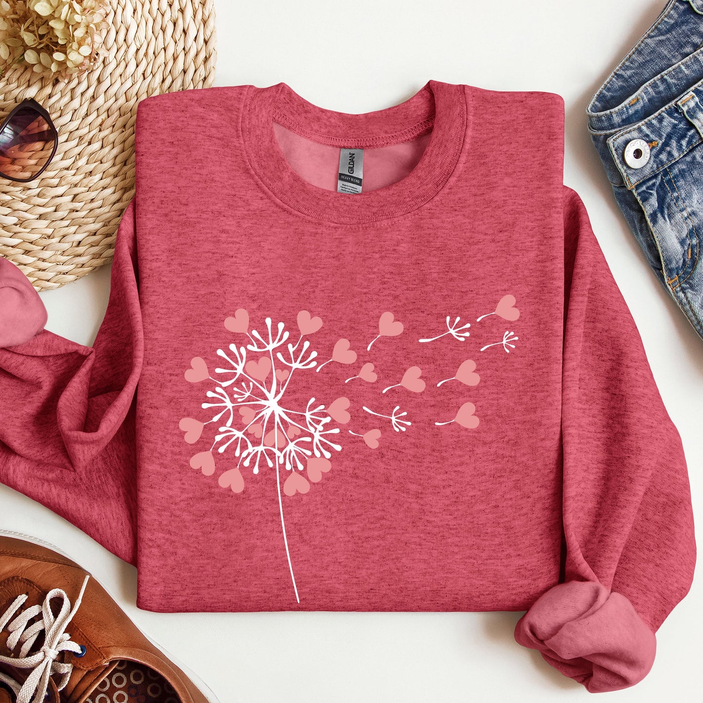 Dandelion Hearts, Flower, Sweatshirt, Valentine's Day