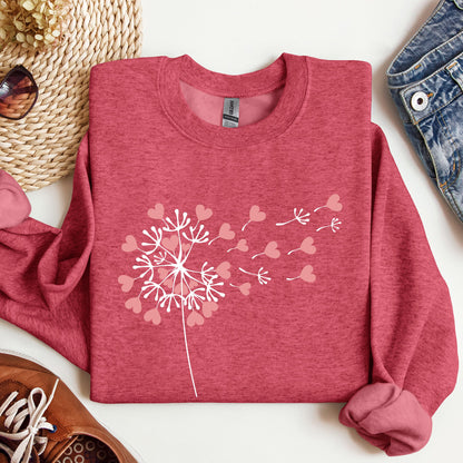 Dandelion Hearts, Flower, Sweatshirt, Valentine's Day