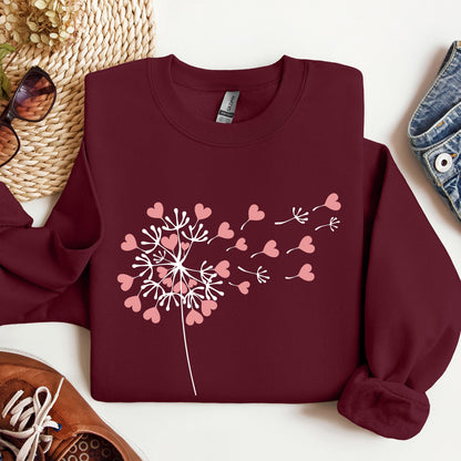 Dandelion Hearts, Flower, Sweatshirt, Valentine's Day